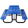 Rectangular Outdoor Steel Picnic Table With Umbrella Pole - Blue