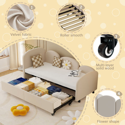 Modern Upholstered Daybed With Twin Size Bed Frames And Storage - Beige