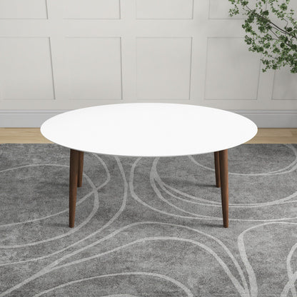 Ada - Mid-Century Modern Style Top Oval Dining Table - Brown / White