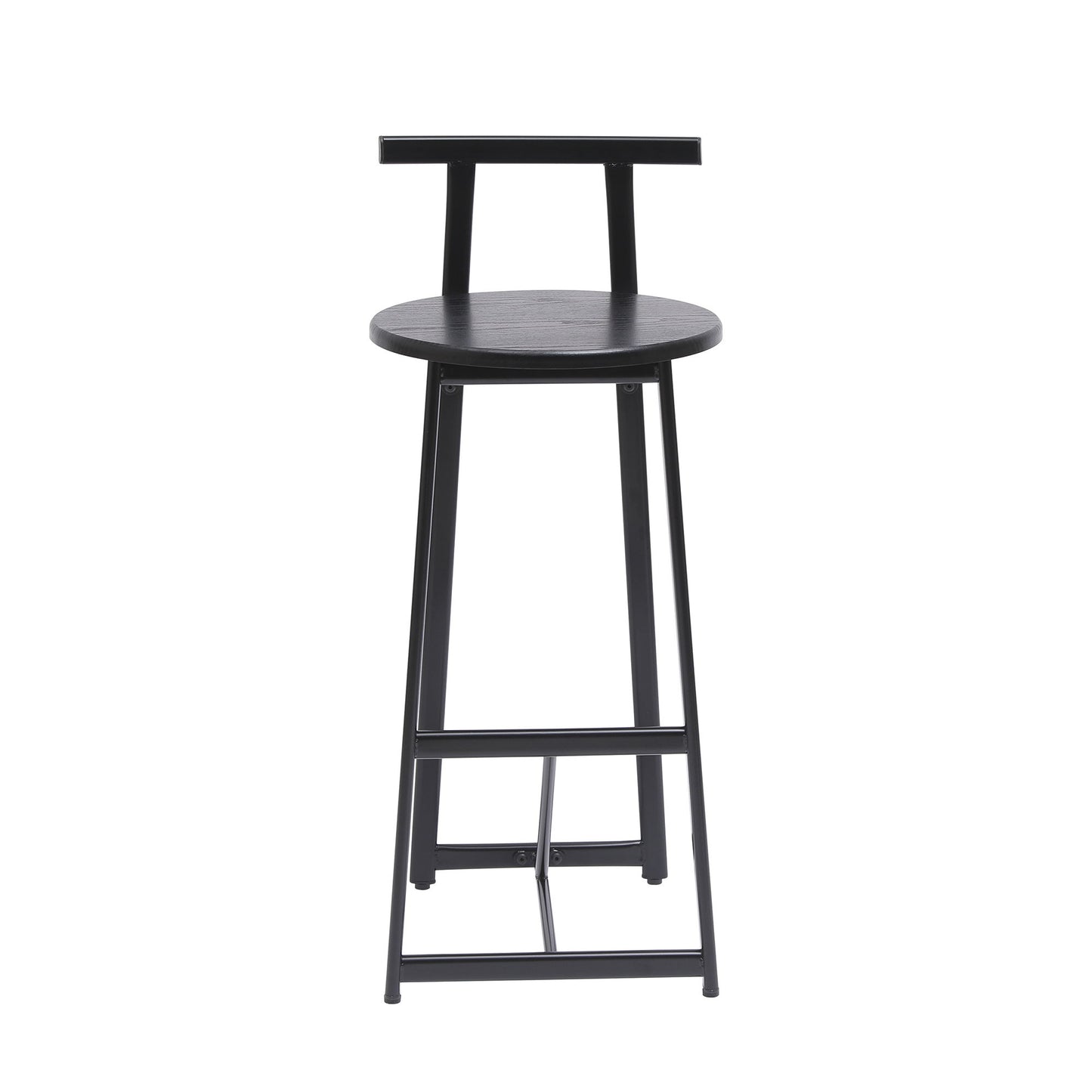 Modern Kitchen Bar Stools (Set of 3) With Footrest - Black
