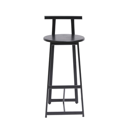 Modern Kitchen Bar Stools (Set of 3) With Footrest - Black
