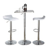 Ale - 3 Piece Bar Set Bistro Square Contemporary Adjustable Oval Footrest - Silver / Chrome / White