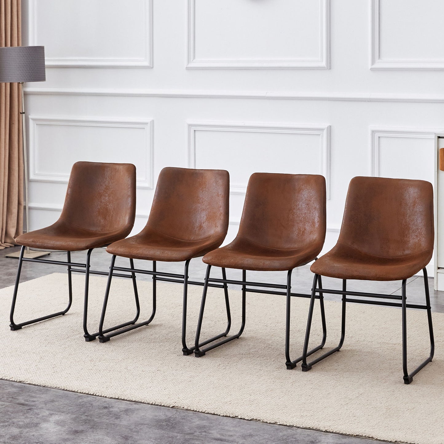 (Set of 4) Retro Chairs, Comfortable Bar Stools, Suitable For Industrial And Vintage Style Environments - Brown
