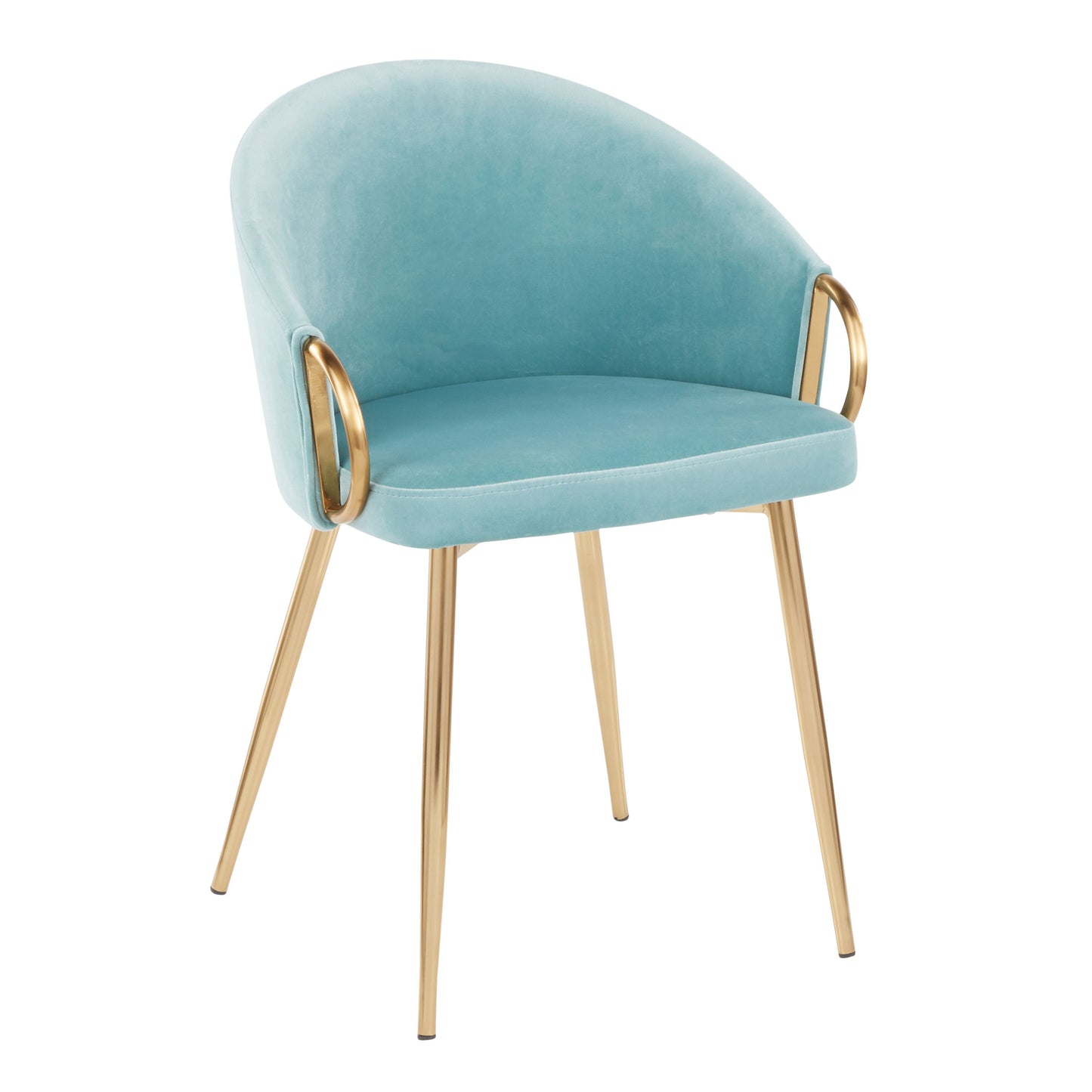 Claire - Contemporary / Glam Chair (Set of 2) - Gold / Light Blue