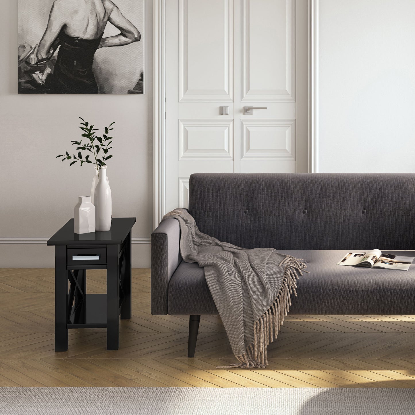 Kitchener - Narrow Side Table - Black