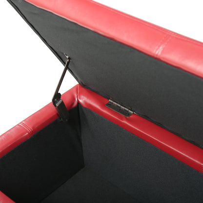 Glouster - Storage Ottoman Leather - Red