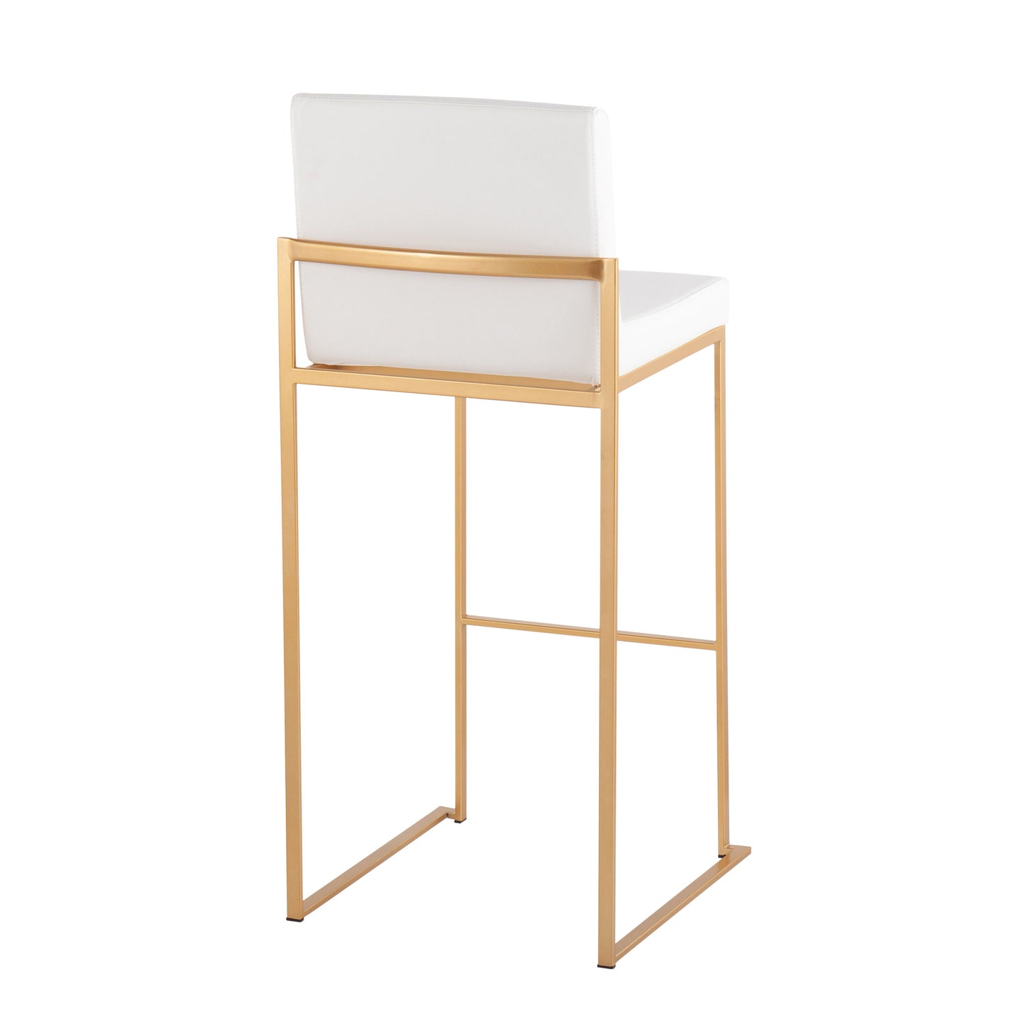 Fuji - Contemporary High Back Barstool (Set of 3) - Gold / White