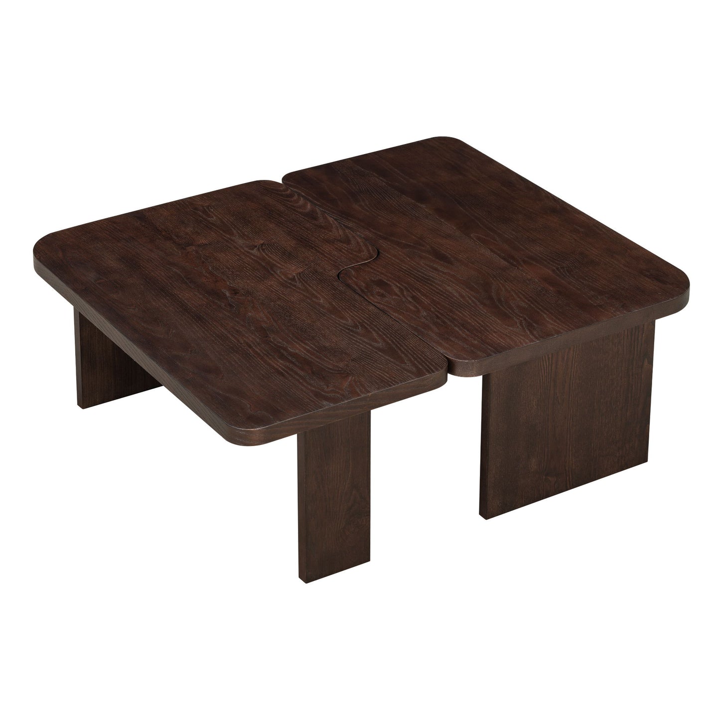 Modern Minimalist Coffee Table Set, Rectangle Coffee Table With Splicing Design, Multifunctional Combination Table For Living Room - Espresso