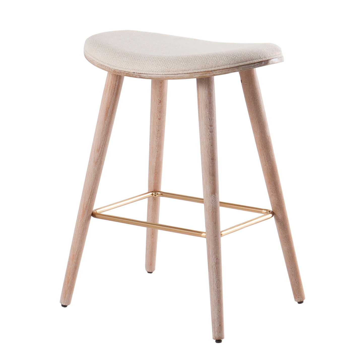 Saddle - Contemporary Counter Stool (Set of 2) - White Washed / Cream