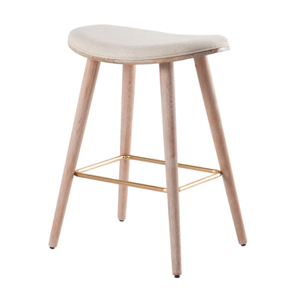 Saddle - Contemporary Counter Stool (Set of 2) - White Washed / Cream