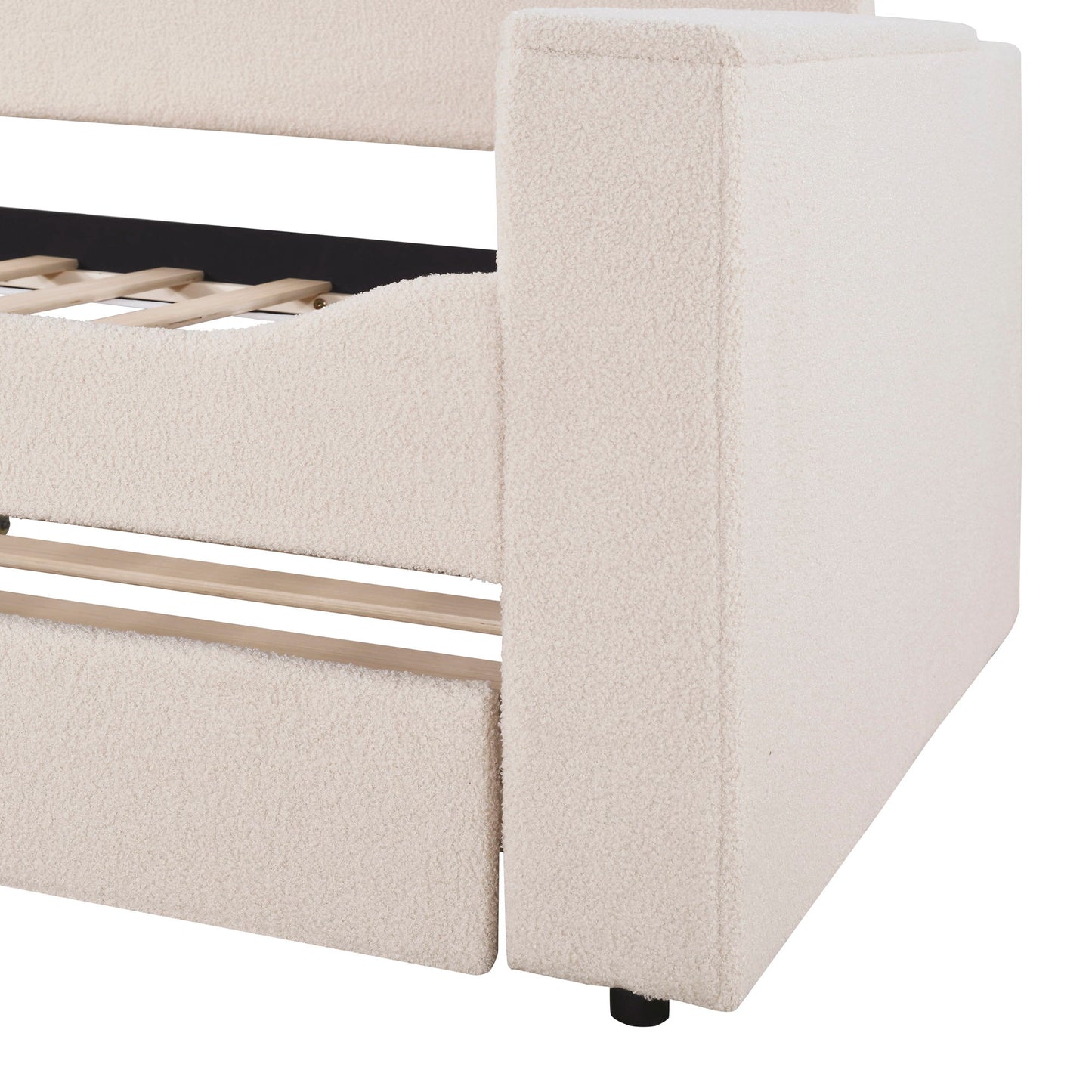 Twin Size Upholstered Daybed With Storage Armrests, Trundle And Latest Integrated Bluetooth Audio System - Beige