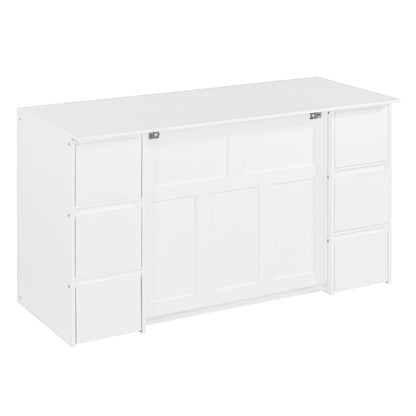 Twin Size Murphy Bed With Drawers, Cabinets, And USB Ports - White