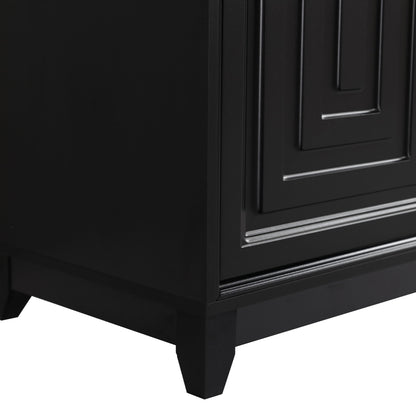 TV Stand For TVs Up To 65", Modern Entertainment Center Media Console Cabinet With 2 Spacious Storage Space, Solid Wood Legs For Living Room - Black