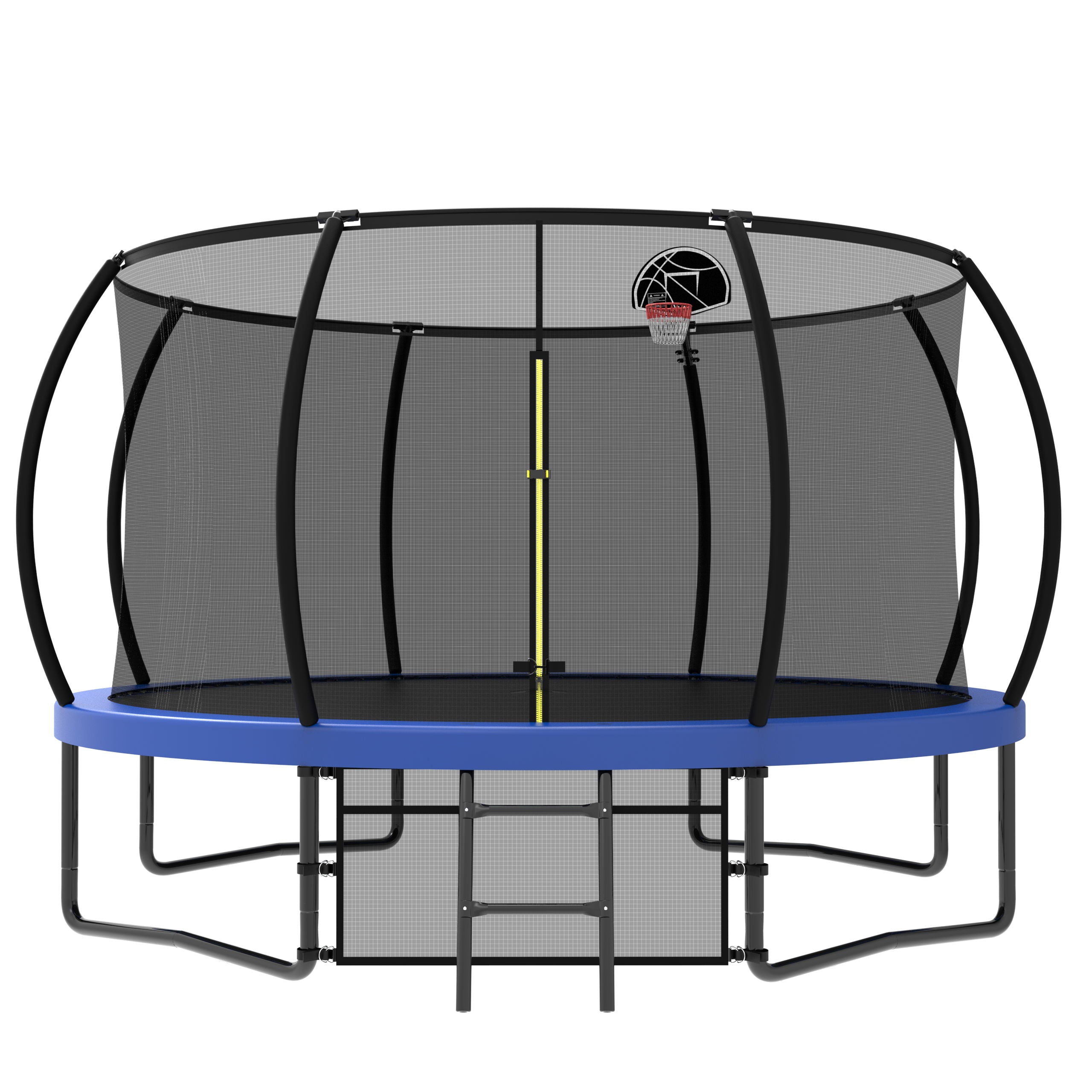 12Ft Recreational Kids Trampoline With Safety Enclosure Net & Ladder, Outdoor Recreational Trampolines - Blue
