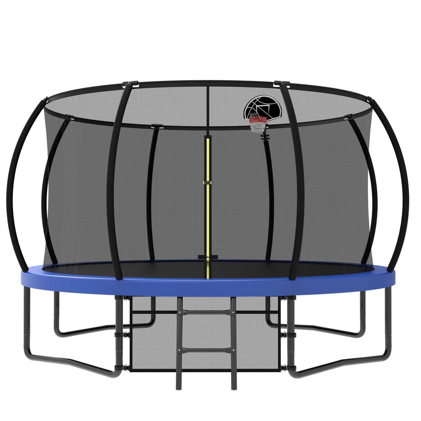 12Ft Recreational Kids Trampoline With Safety Enclosure Net & Ladder, Outdoor Recreational Trampolines - Blue