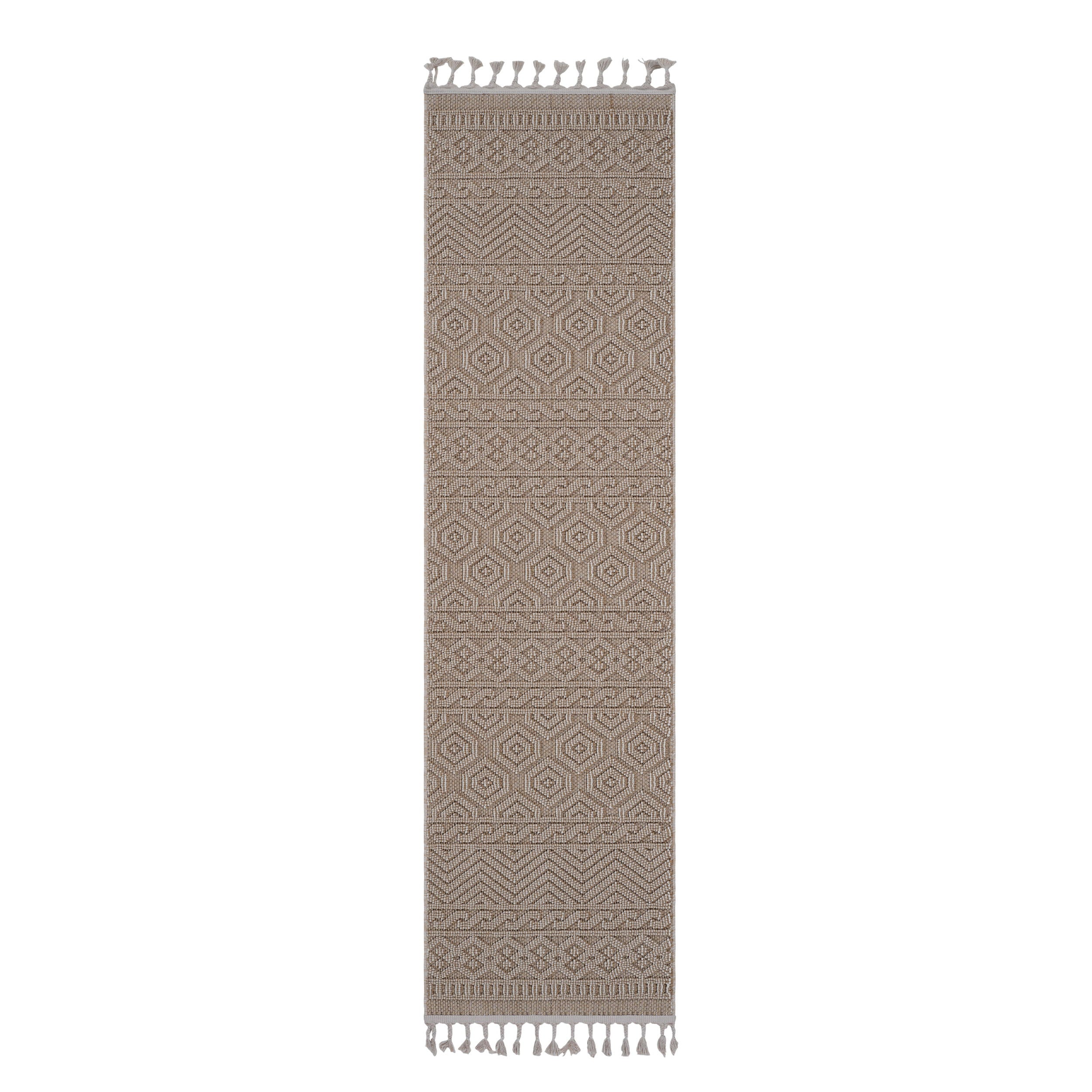 Guros - 2' X 8' Geometric Indoor / Outdoor Area Rug - Mocha