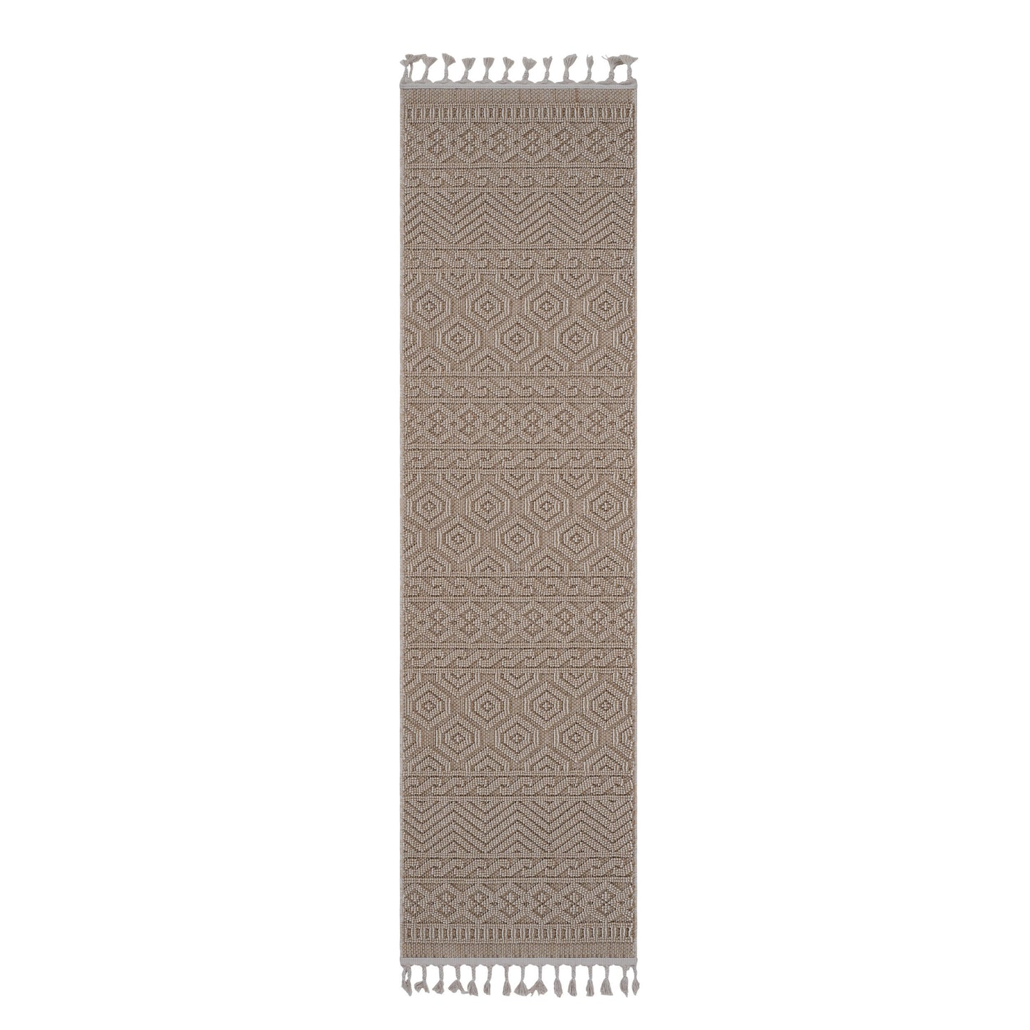 Guros - 2' X 8' Geometric Indoor / Outdoor Area Rug - Mocha