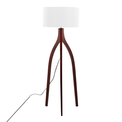 Wishbone - Contemporary Floor Lamp - Walnut / White