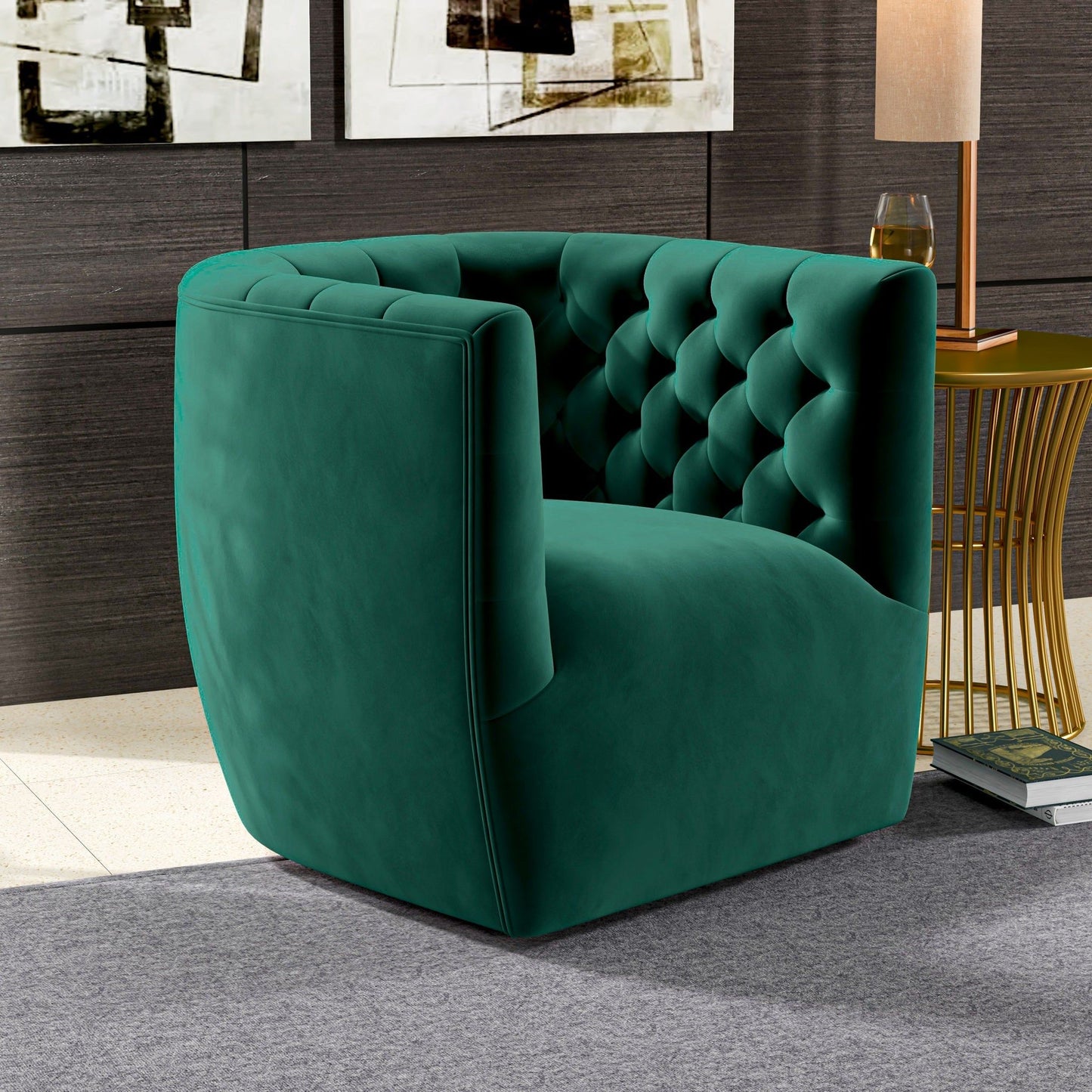 Delaney - Swivel Stylish Chair - Green