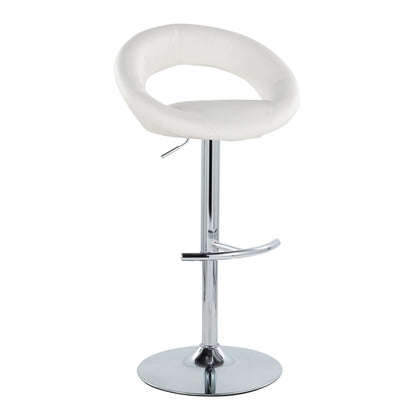 Posh - Contemporary Adjustable Barstool With Swivel With Rounded T Footrest (Set of 2) - Chrome / White