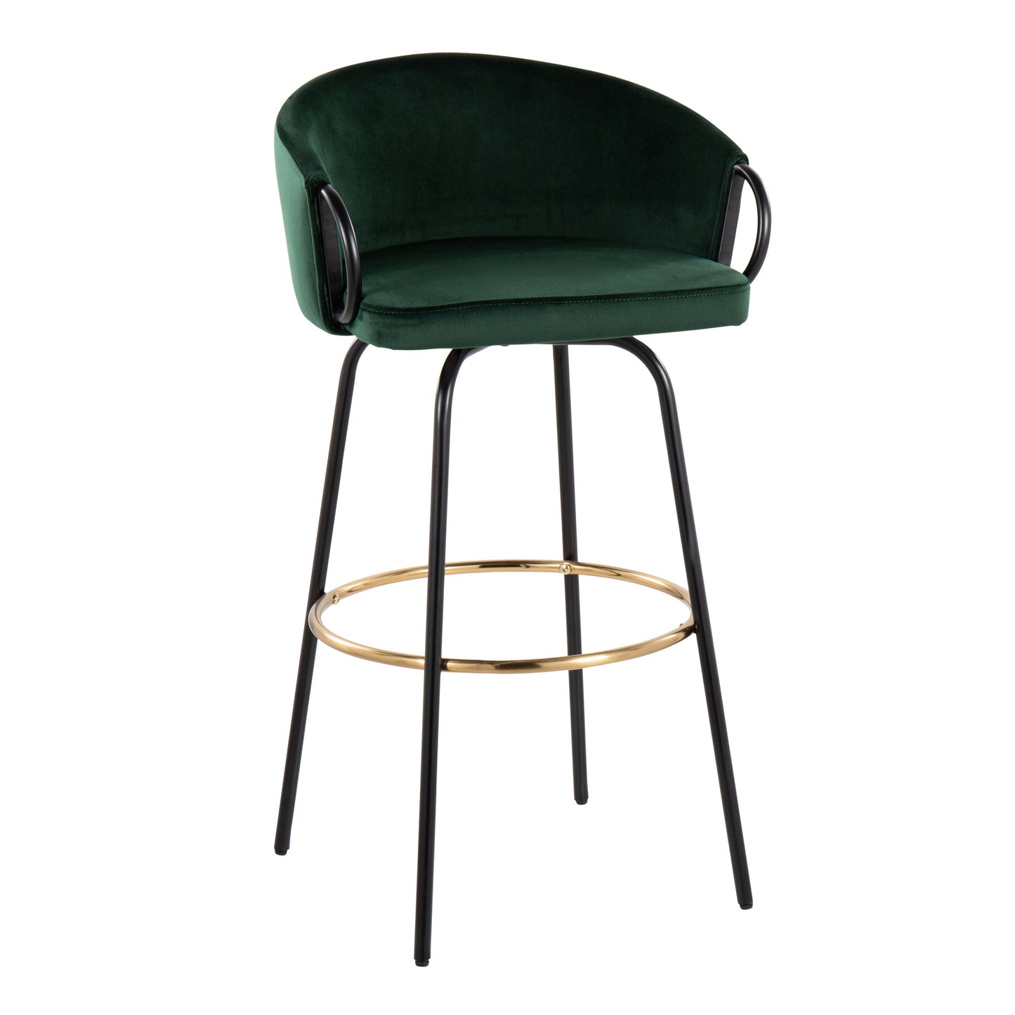Claire - Contemporary / Glam Barstool With Footrest (Set of 2) - Black / Emerald Green