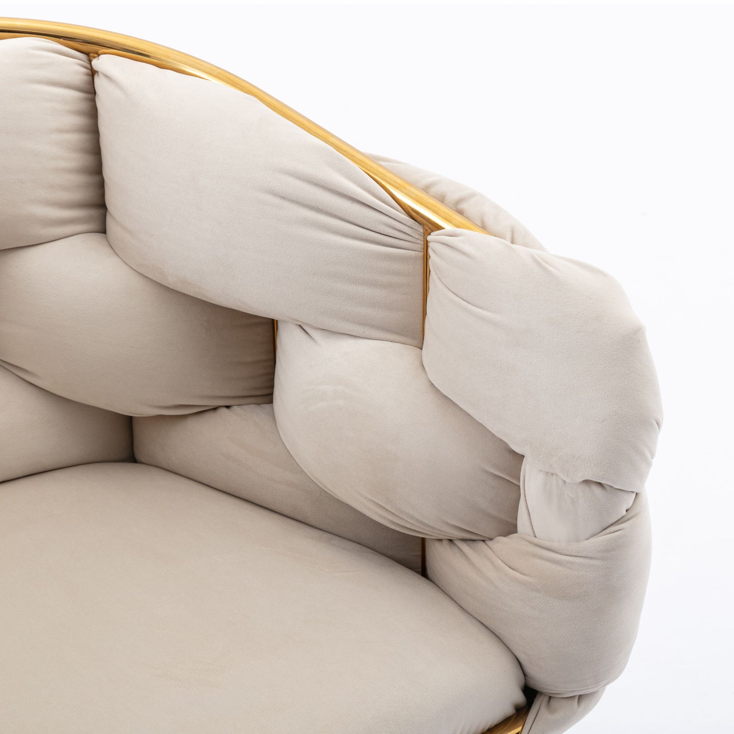 Luxury Modern Simple Leisure Velvet Single Sofa Chair Bedroom Lazy Person Household Dresser Stool Manicure Table Back Chair - Beige