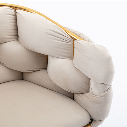 Luxury Modern Simple Leisure Velvet Single Sofa Chair Bedroom Lazy Person Household Dresser Stool Manicure Table Back Chair - Beige