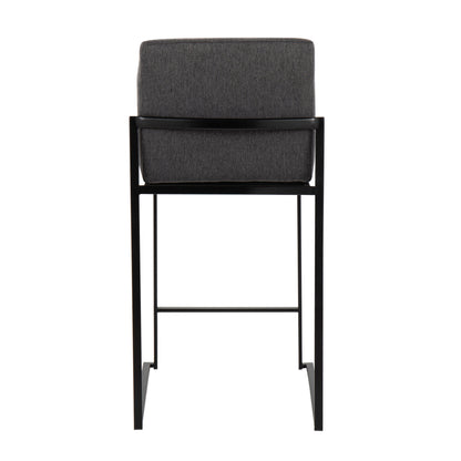 Fuji - Contemporary High Back Counter Stool (Set of 3) - Black / Charcoal