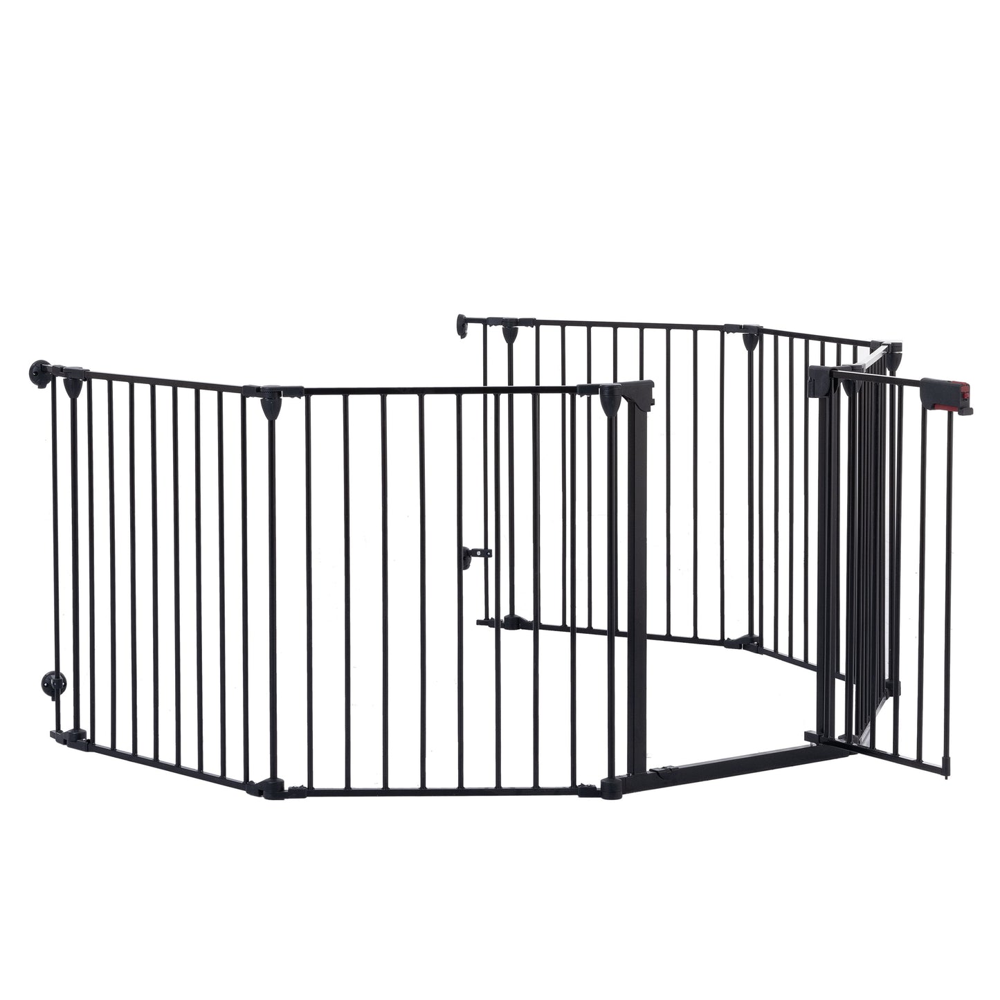 Adjustable Safety Gate 6 Panels Play Yard Metal Doorways Fireplace Fence Christmas Tree Fence Gate For House Stairs Gate Prohibited Area Fence - Black