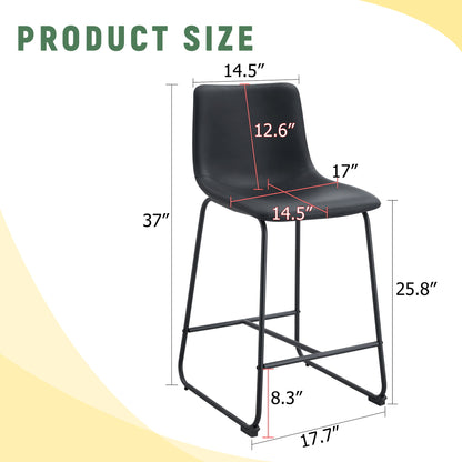 (Set of 2) Modern Minimalist Style Material Bar Stools, Suitable For Kitchen, Bar And Modern Home Design - Black