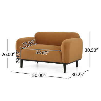 Sway - Upholstered Loveseat With Wood Legs And Round Arms - Yellow