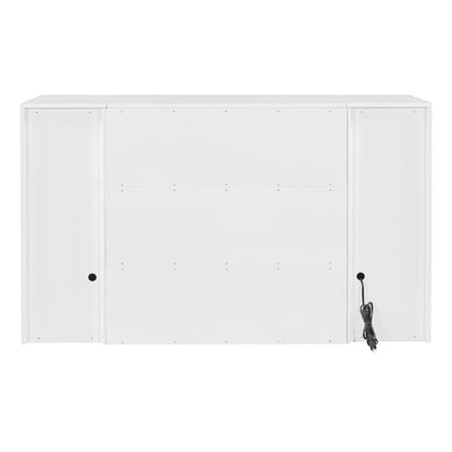 Twin Size Murphy Bed With Drawers, Cabinets, And USB Ports - White