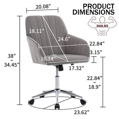 Adjustable Office Chair, Ergonomic Swivel Chair With Comfortable Backrest Seat - Gray