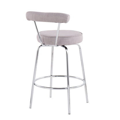 Rhonda - Contemporary Counter Stool (Set of 2) - Chrome / Light Gray