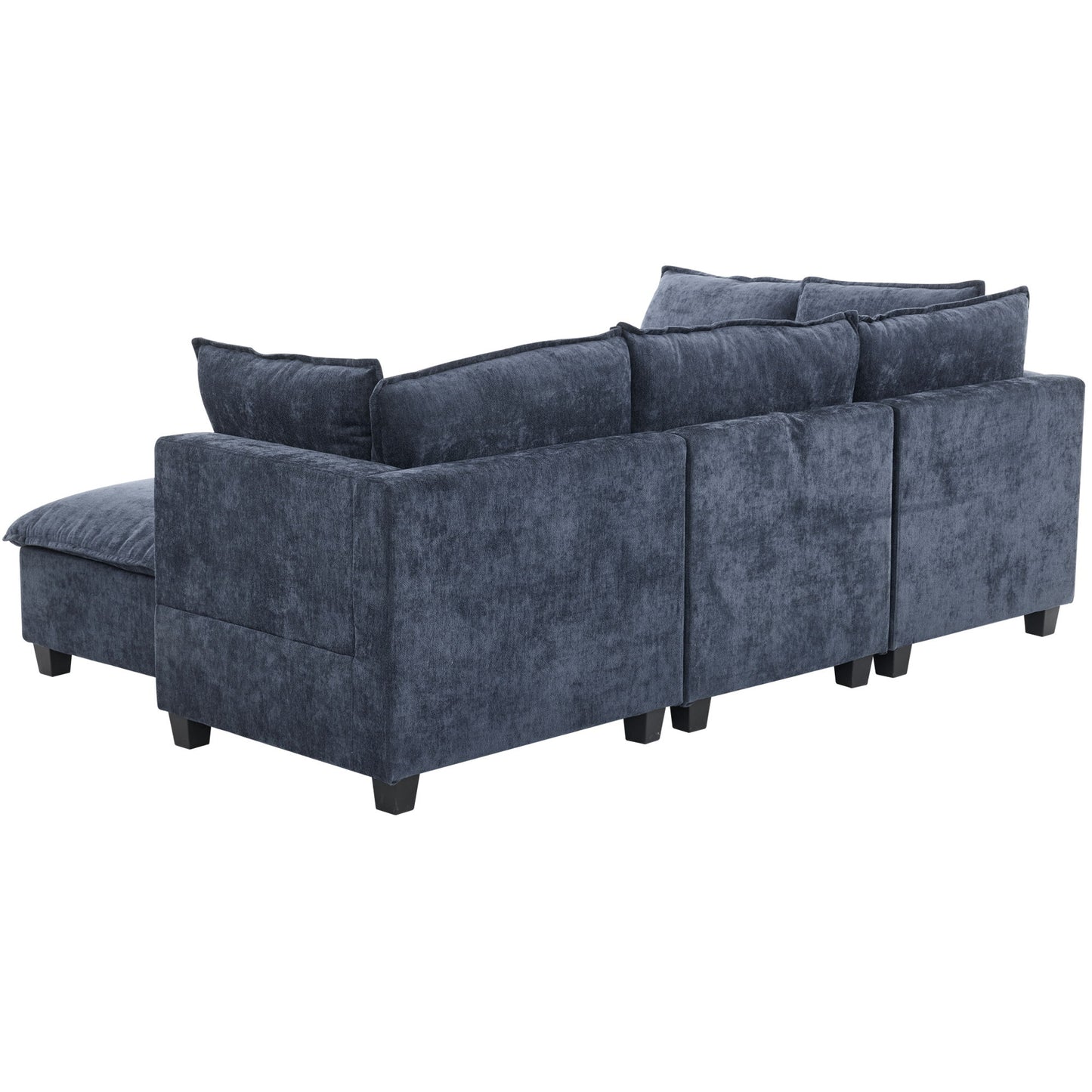 U - Shaped Sectional Sofa Modular Sofa Couch With A Movable Ottoman, A Coffee Table With Hidden Charging Devices For Living Room - Blue