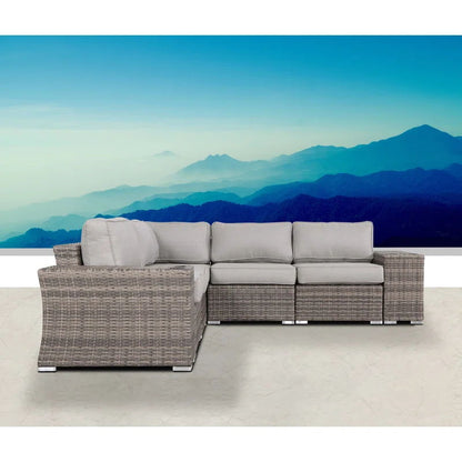 7 Piece Rattan Sectional Sofa Set With Cushions - Gray Mix