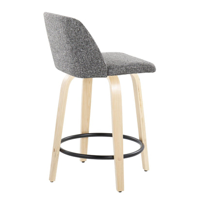 Toriano - Contemporary Fixed Height Counter Stool With Swivel With Round Footrest (Set of 2) - Natural / Gray