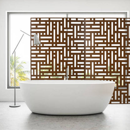Outdoor & Indoor Privacy Screen Metal Privacy Screen, Freestanding Decorative Privacy Screen - Brown