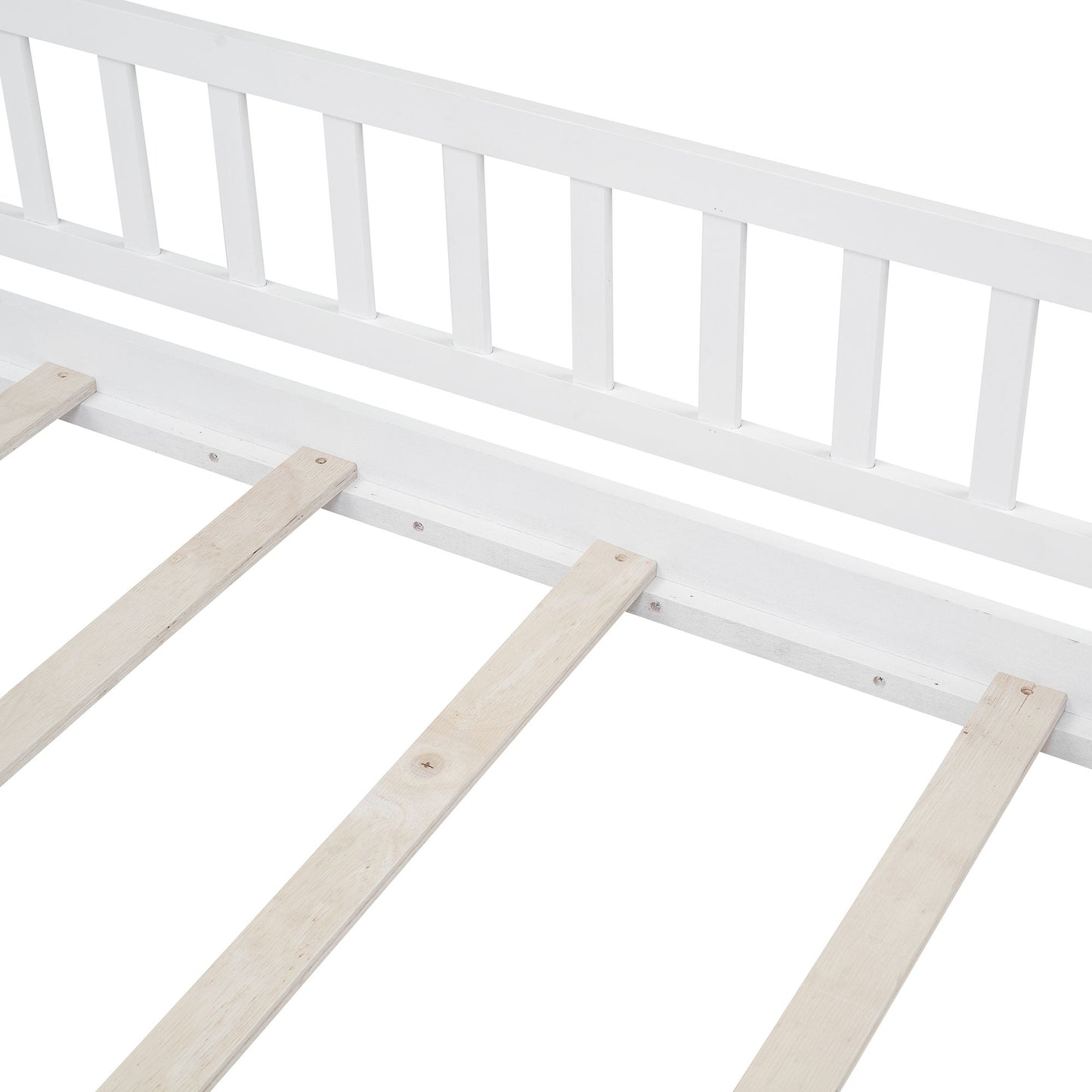 Twin Size Bed House Bed Frame & Fence - White