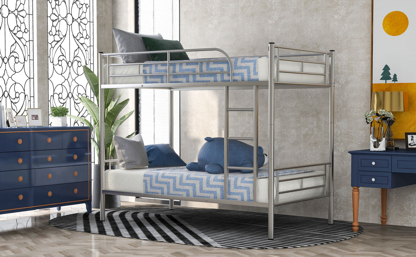 Twin Over Twin Bunk Bed - Silver
