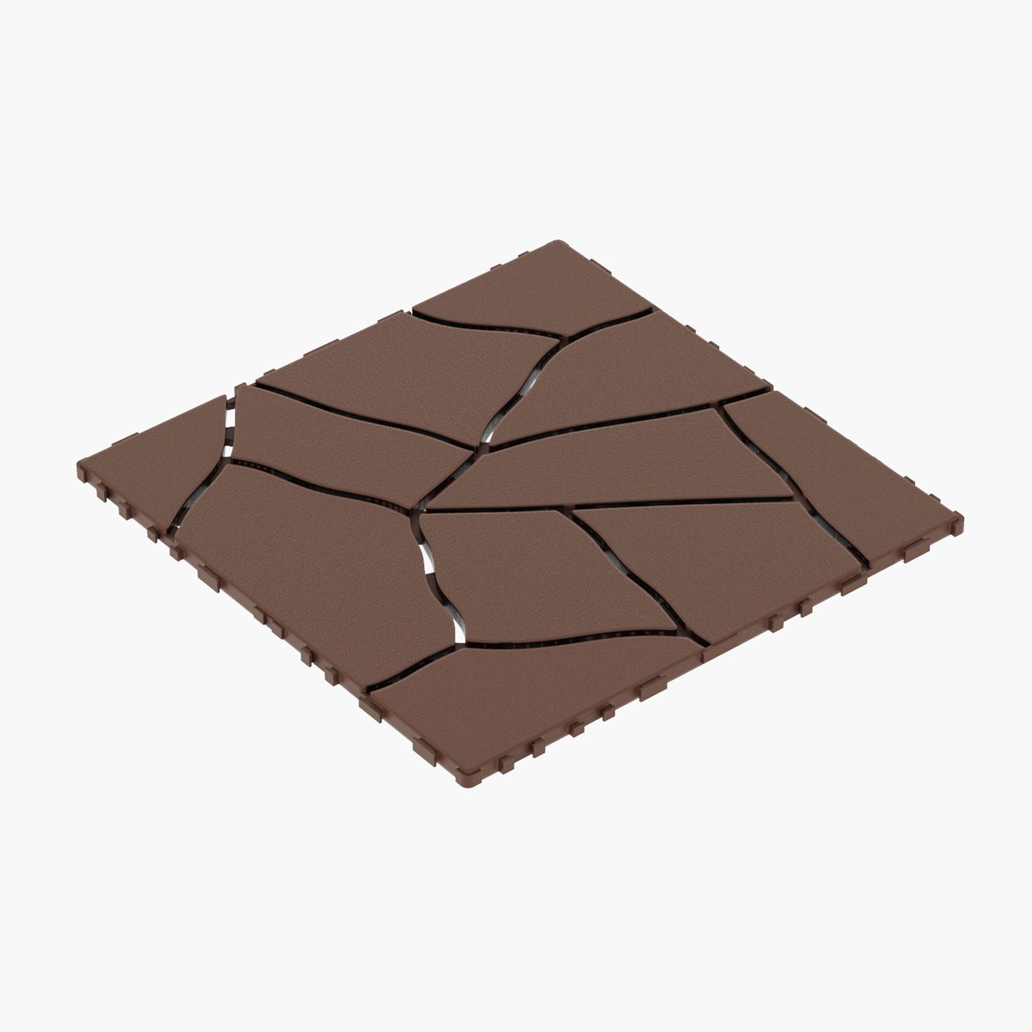 Stone Style 12" Patio Deck Tiles Diy Interlocking Floor Tiles, 44 Pieces - Red Brown