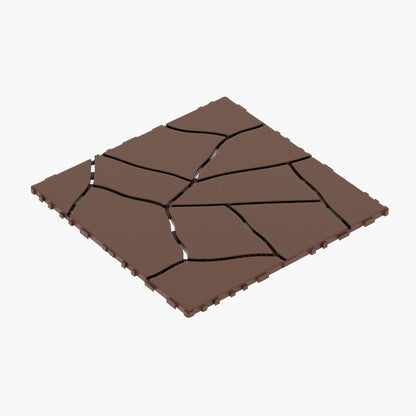 Stone Style 12" Patio Deck Tiles Diy Interlocking Floor Tiles, 44 Pieces - Red Brown