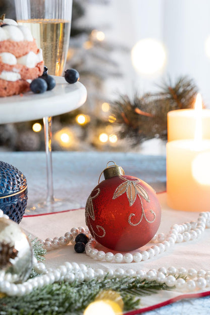 Christmas Ball Ornaments, Glass Decorative Hanging Ball Christmas Tree Ornaments For Holiday Party Decorations (Set of 12) - Red