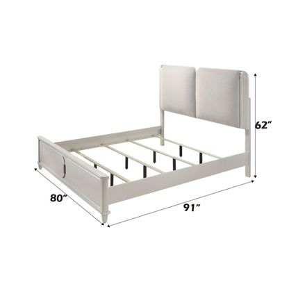 Laveda - Boucle Eastern King Bed With LED - Light Gray / White