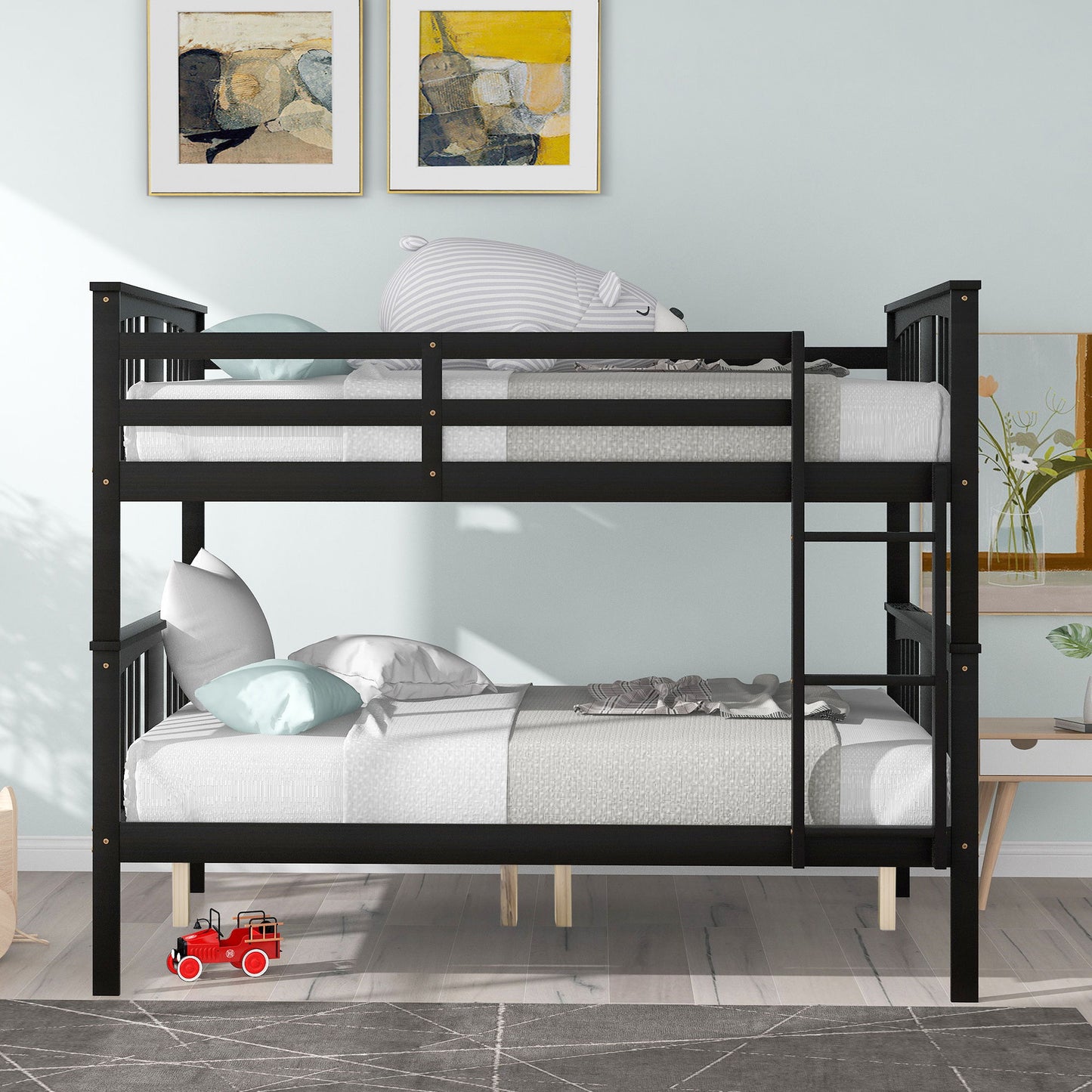 Full Over Full Bunk Bed With Ladder For Bedroom - Espresso
