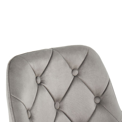Modern Velvet Fabric Dining Chair With Chrome Legs, Soft And Comfortable, Lift Adjustment, Space Saving - Gray