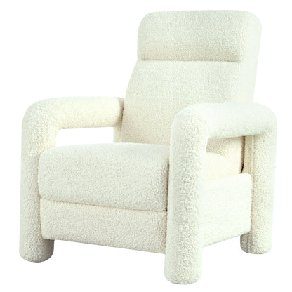 Push Back Recliner Armchair Upholstered Single Sofa With Adjustable Backrest For Living Room - Beige