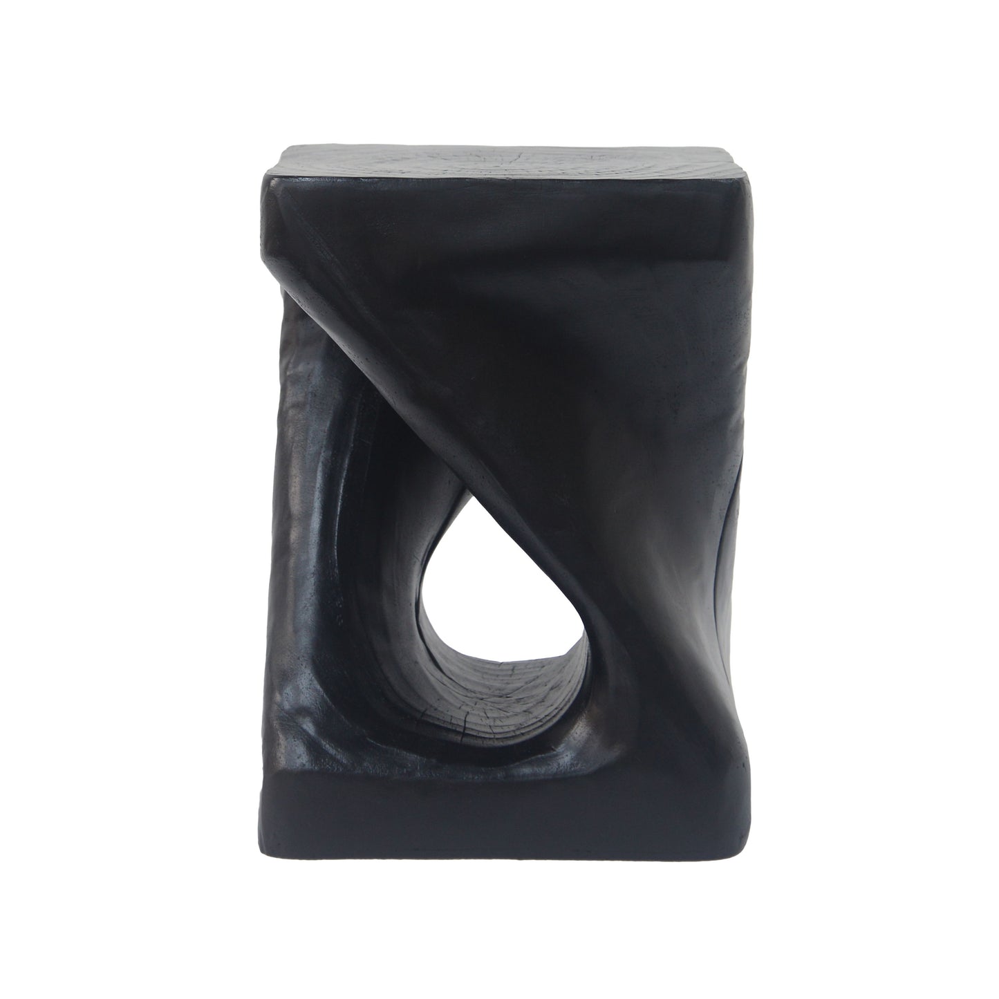 Mgo Twist Shape Side Table With Wood - Like Texture - Black