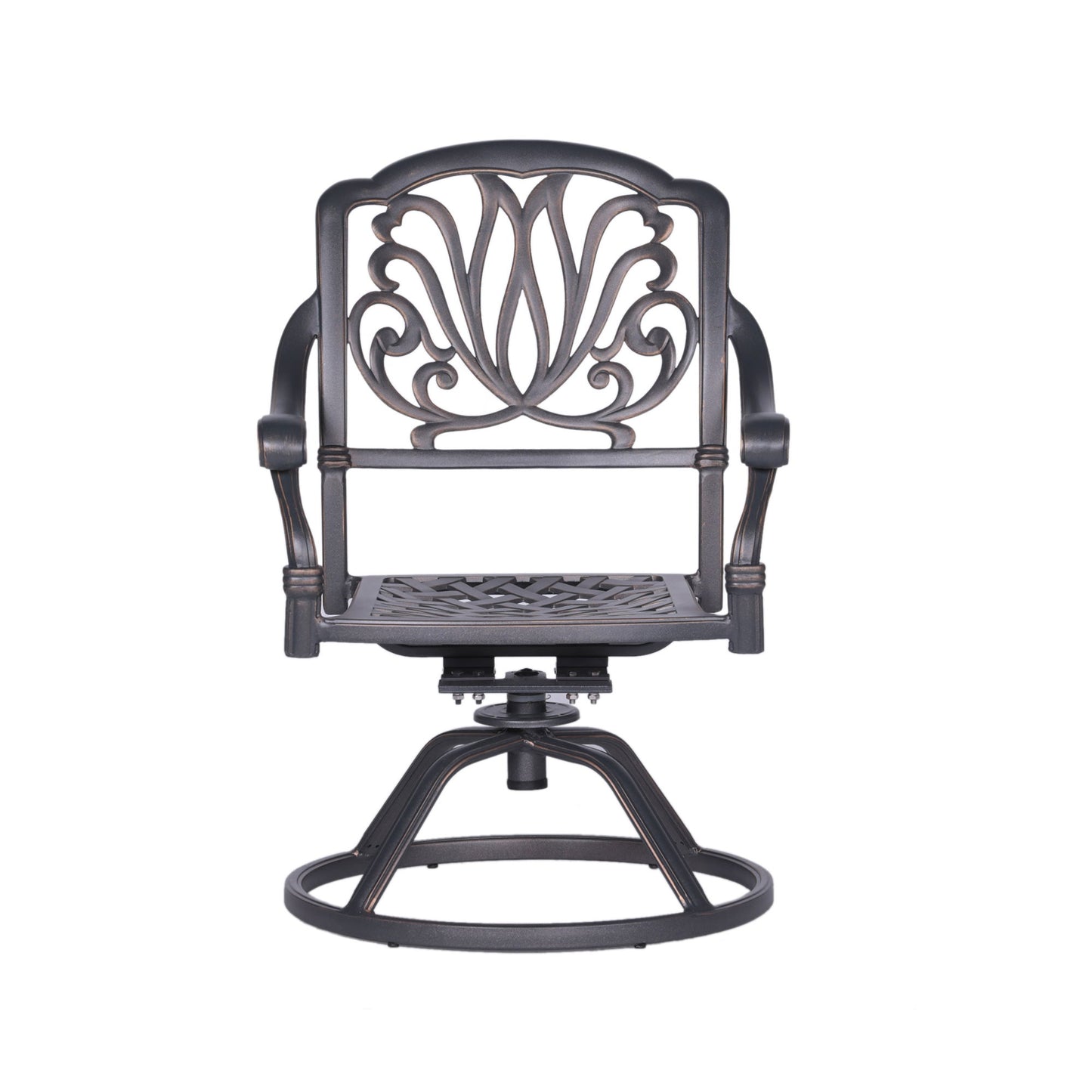 Patio Outdoor Aluminum Dining Swivel Rocker Chairs With Cushion (Set of 2) - Navy Blue