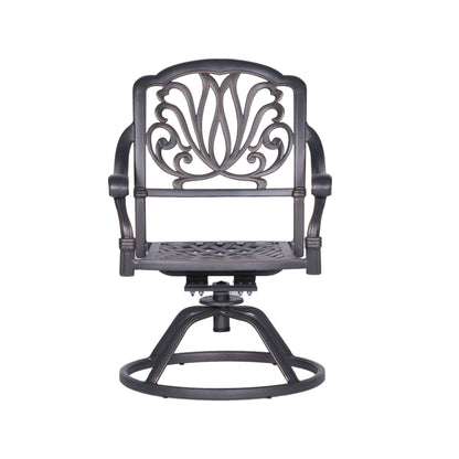 Patio Outdoor Aluminum Dining Swivel Rocker Chairs With Cushion (Set of 2) - Navy Blue